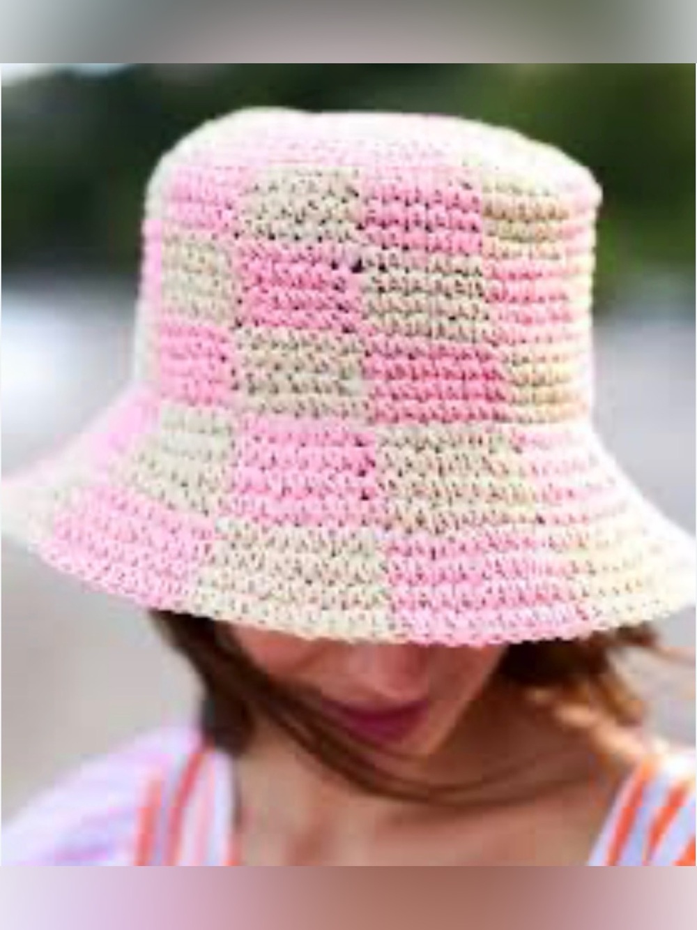 Shiraleah checkered straw bucket hat NWT